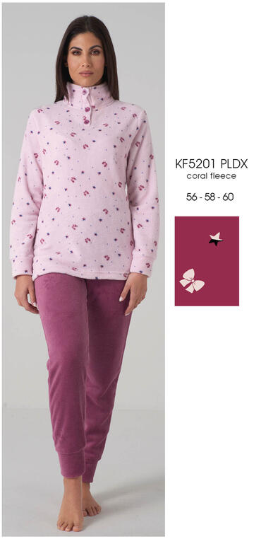 ART. KF5201 PLDX- pigiama donna m/l coral fleece kf5201 pldx - Fratelli Parenti